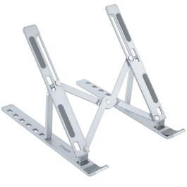 Tooq Soporte Elevador de Aluminio Plegable para Portátiles de 11-15 Pulgadas, Plata